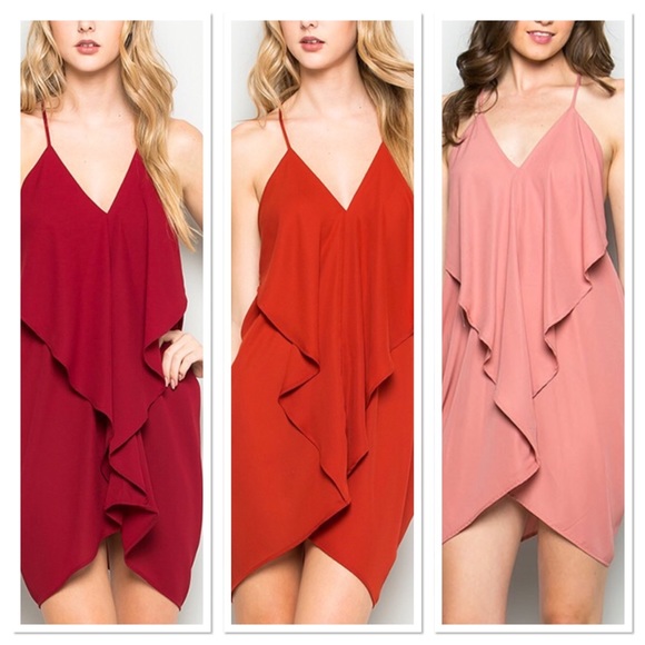 Solid Red or ALL COLORS ruffle TUNIC GLEEM DRESS - Picture 2 of 8